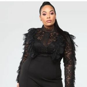 Lace with fringes black plus sized jumper size 2xl